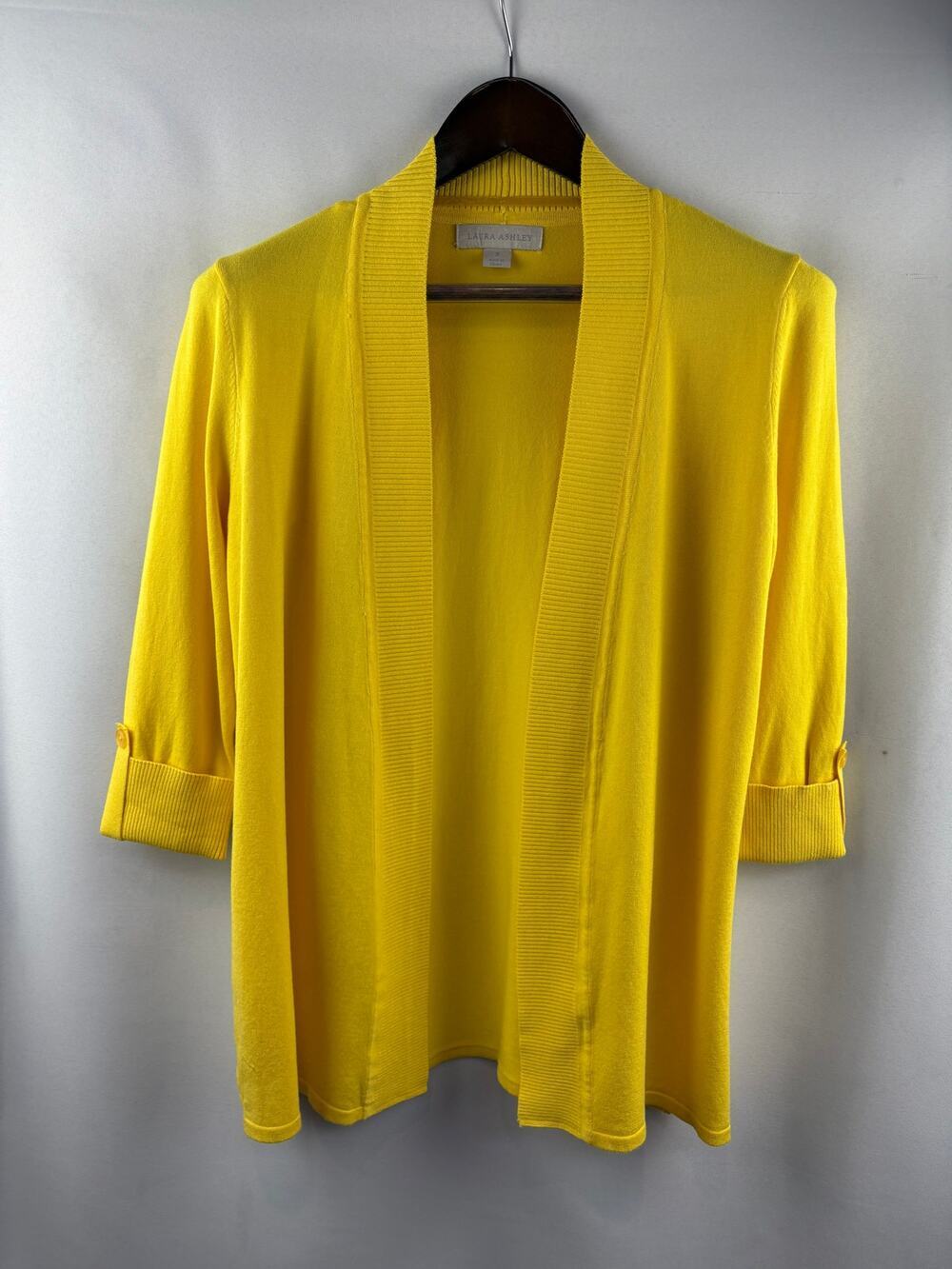 Women’s Laura Ashley Small Bright Yellow 3/4 Sleeve Cardigan
